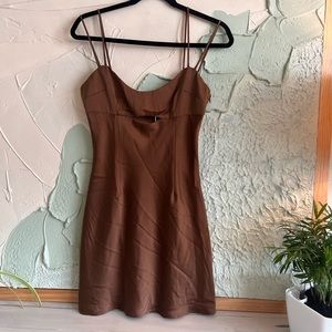Brown Meshki Satin Dress